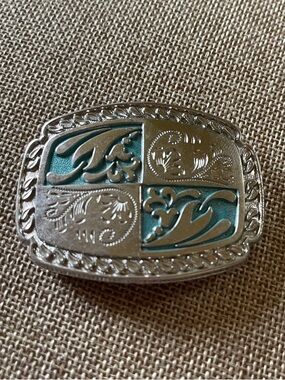 Lyn Tone Silver and Blue Belt Buckle (B1)